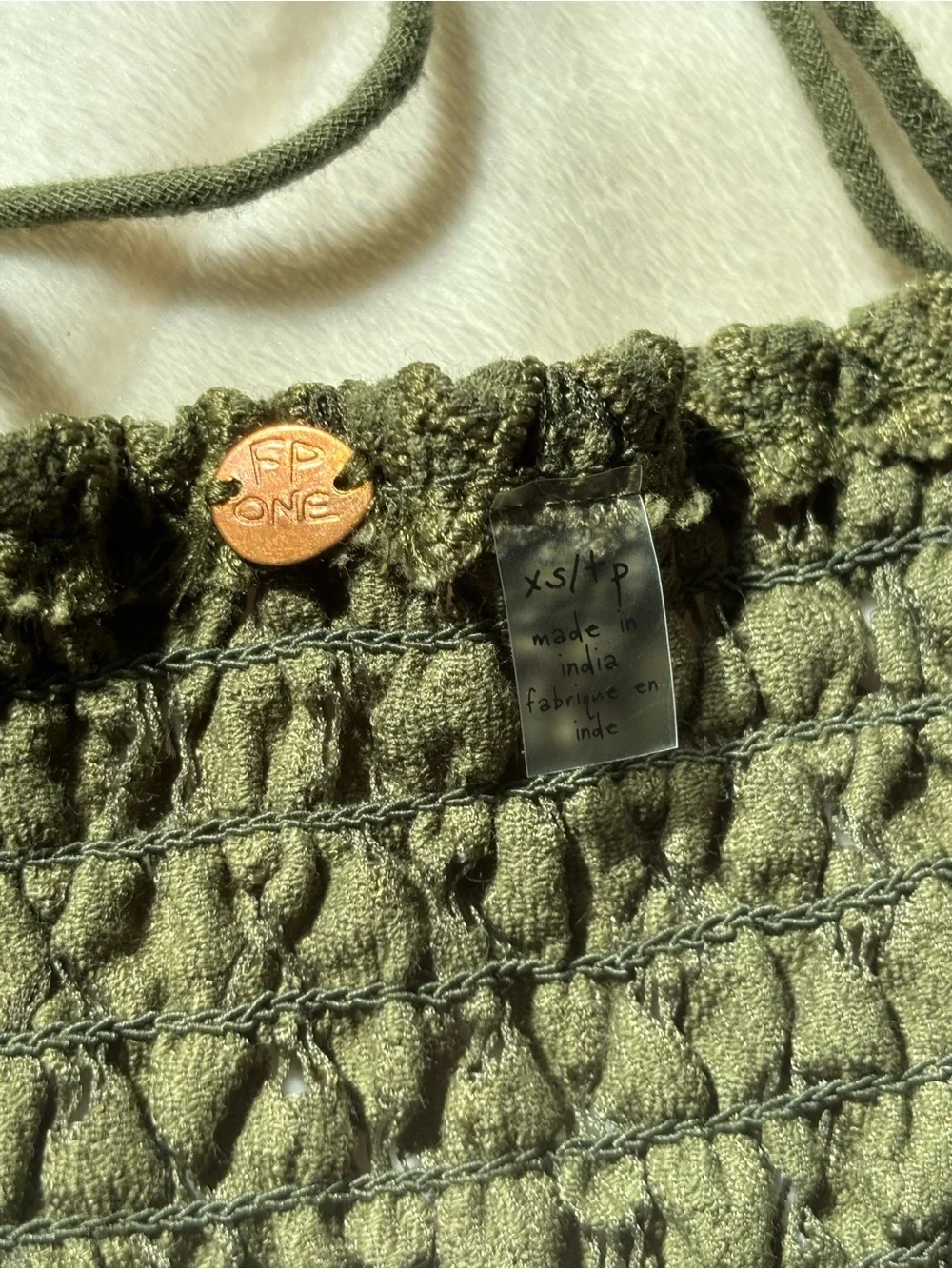 Free People Adella Cami Olive Green Lace Ruffled